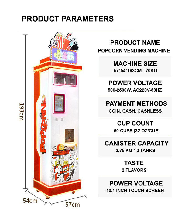 Popcorn Vending Machine Specifications