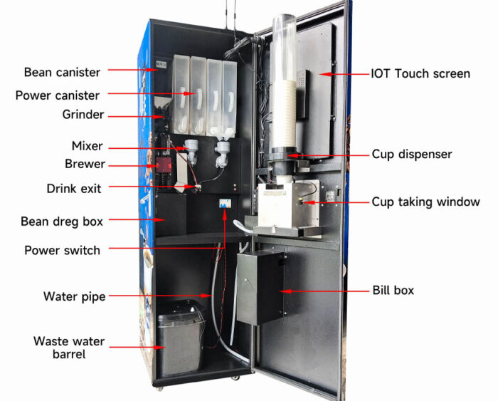 21.5′ Touch Screen Coffee Vending Machine for Hot Drinks with ULKA Pump