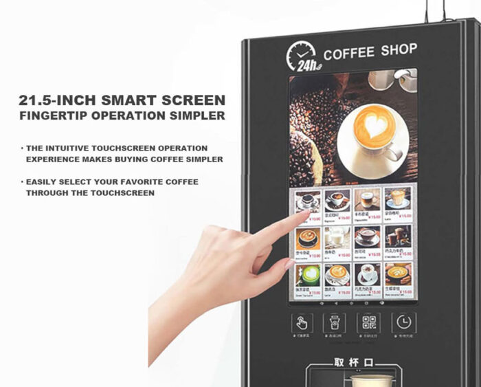 Floor standing coffee vending machine with 21.5 Inch Touch Screen