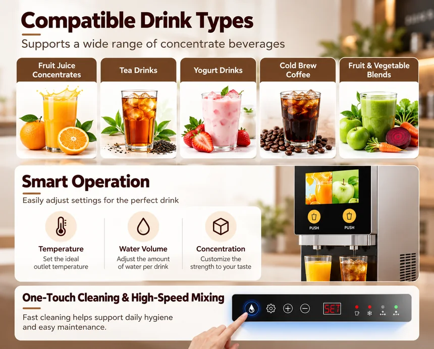 AR102J beverage dispenser for juice, tea, yogurt drinks and cold brew coffee