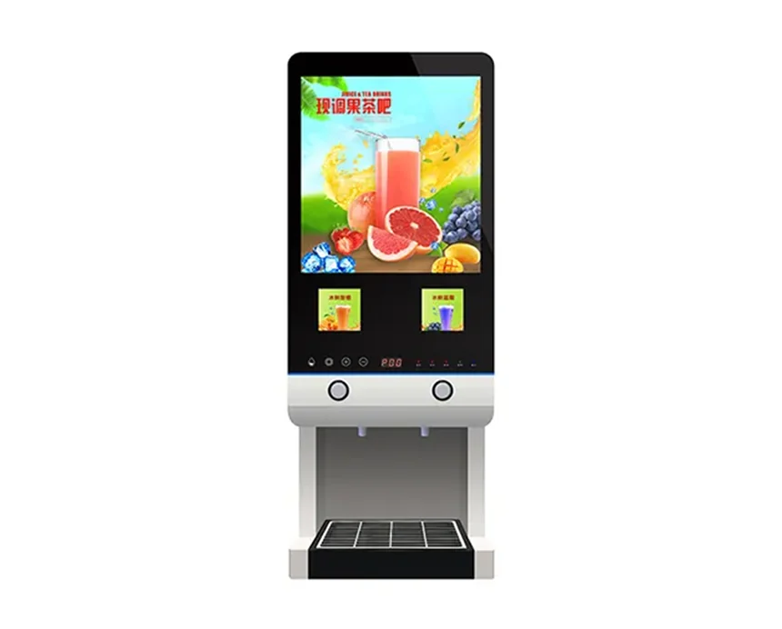 AR102J 2 flavor cold beverage juice dispenser front view with dual drink selection buttons
