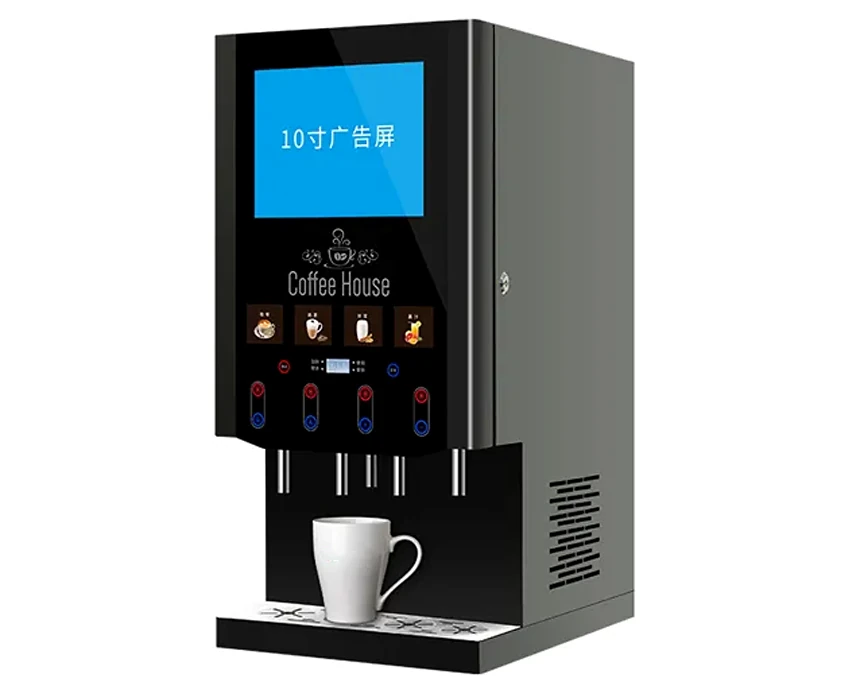 Side view of AR4C03 instant beverage machine with display, beverage controls and ventilation